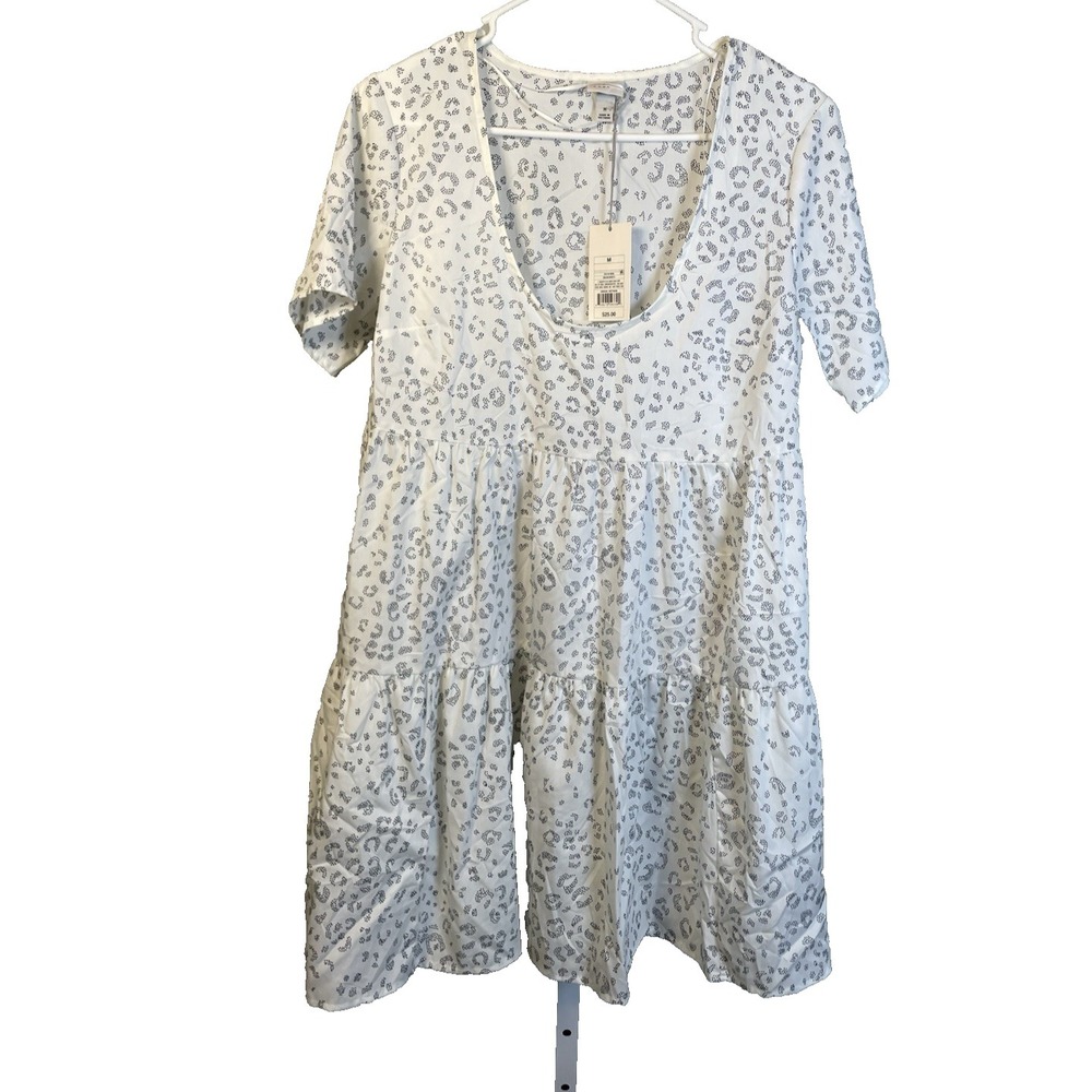 A New Day Cotton Dress Medium White & Black Summer Beach Resortwear Vacation